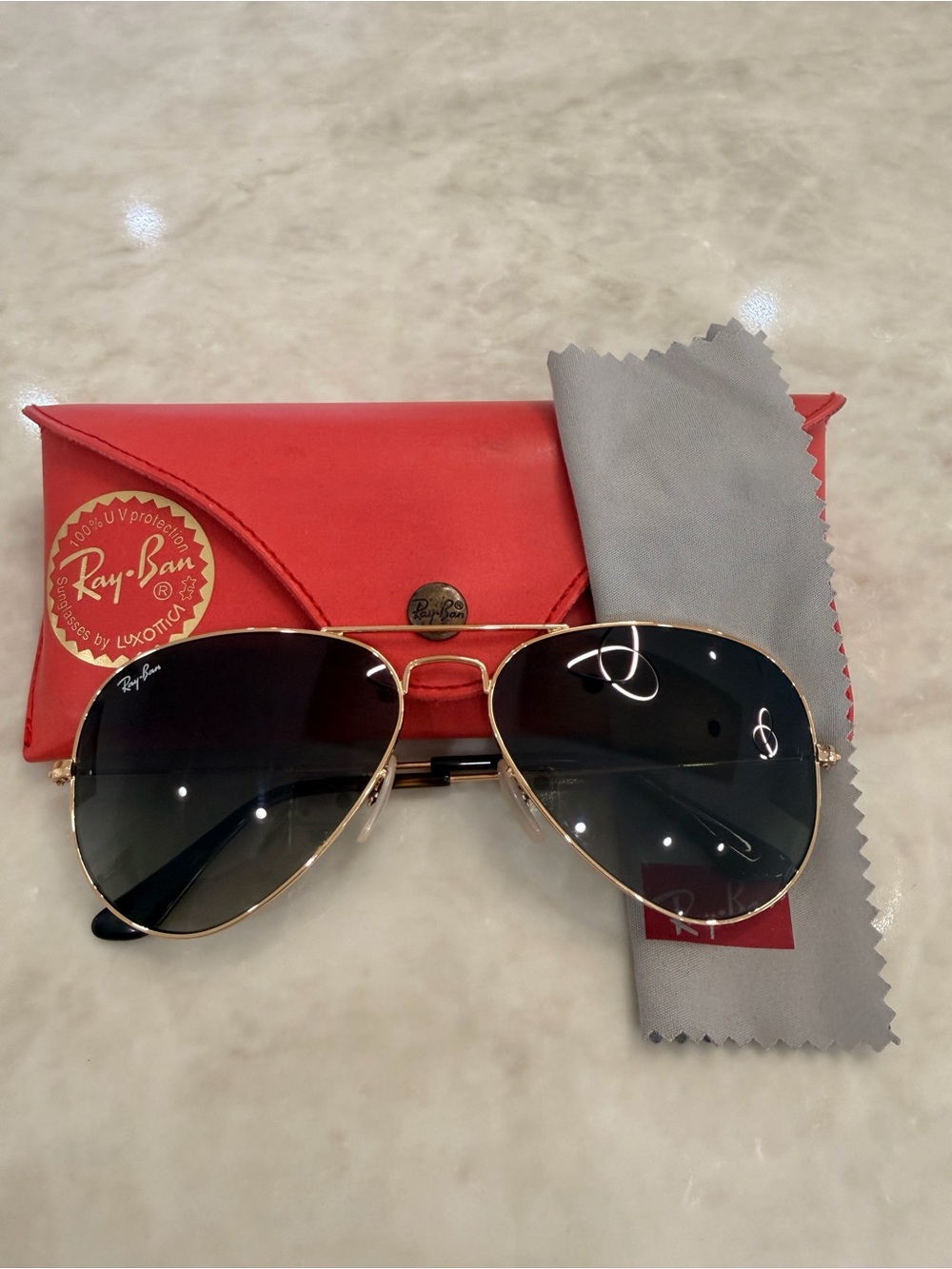 Ray-Ban Gold Frame Aviator Sunglasses with Black Gradient Lenses